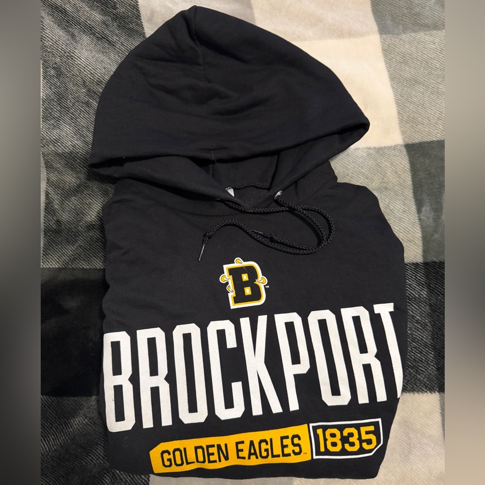 Unisex Medium Champion Black Brockport College Athletic Hoodie Sweatshirt